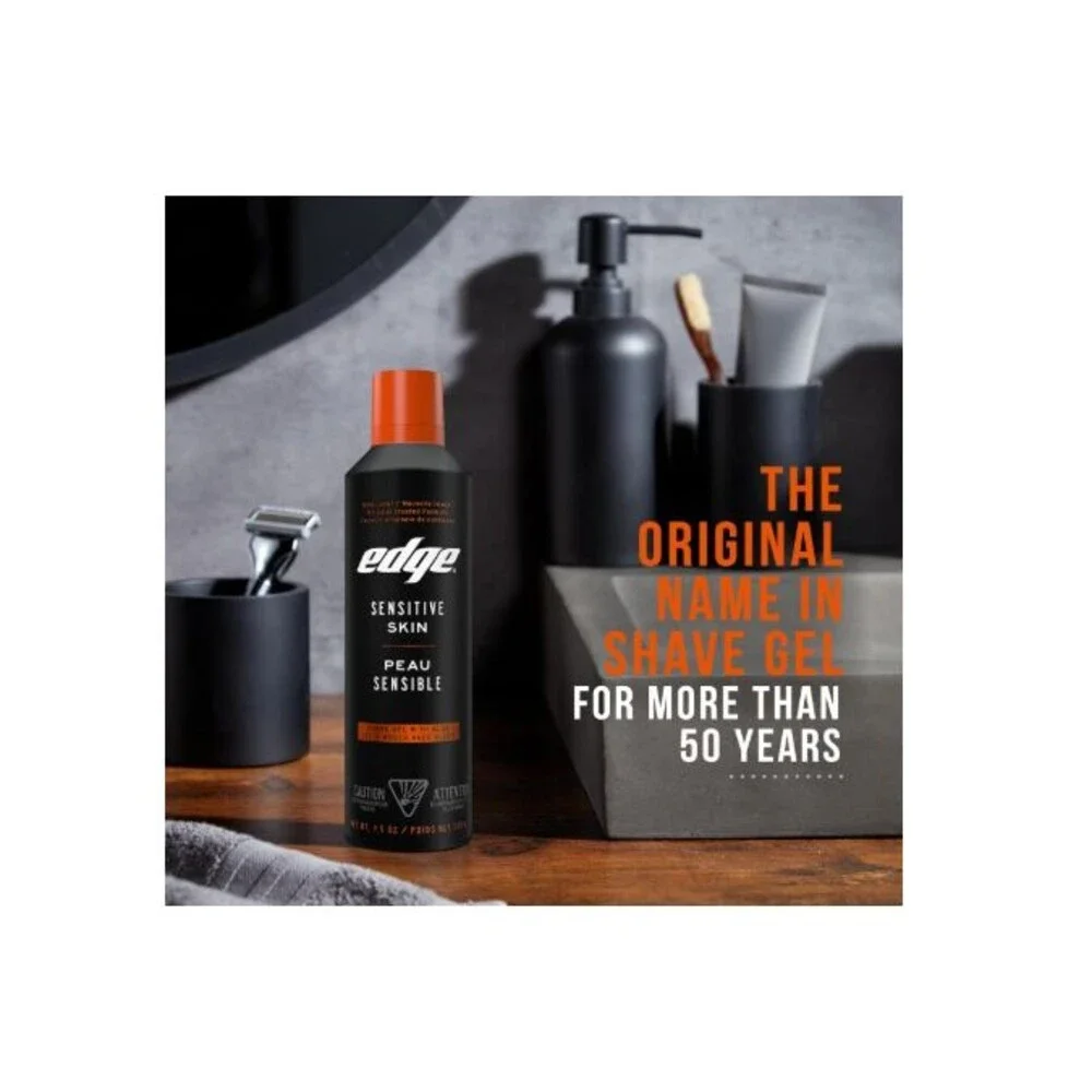 Edge Shaving Gel for Men,2 Pack 9.5oz Shave Gel with Aloe, For Sensitive Skin